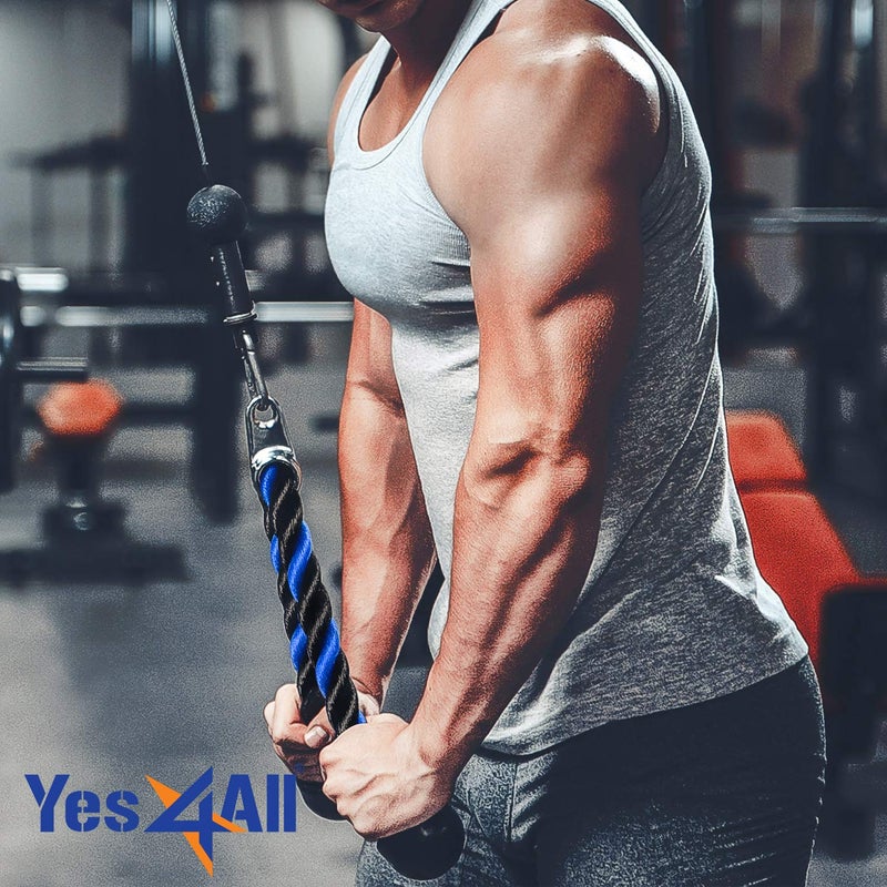 Yes4All حبل ترايسيب ديلوكس من Yes4All - طول الحبل 27 و 36 بوصة، سهل الإمساك ومرفق كابل غير قابل للانزلاق (أزرق/أسود - 27 بوصة) - Image 4